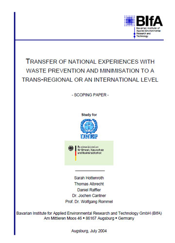 Scoping Paper on Transfer of National Experiences with Waste Prevention and Minimization to a Trans-Regional or an International Level